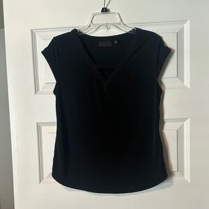 Fitted Black Cap Sleeve Blouse